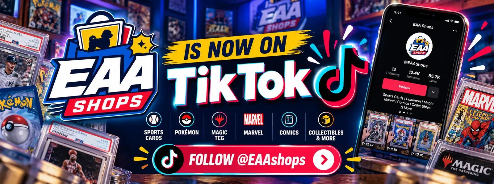 EAA Shops is now on TikTok. Follow EAA Shops for sports cards, Pokémon, Magic, Marvel, comics and collectibles.